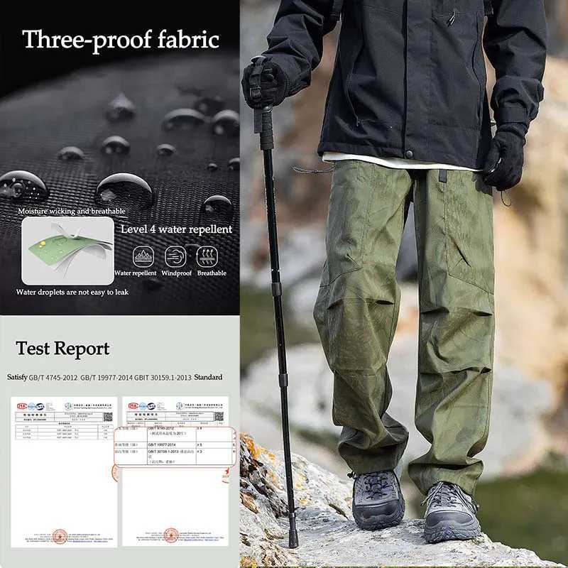 Hiking Pants Men Waterproof Windproof Breathable Elastic Waist Climbing Trekking Fishing Pants Camping Casual Overalls Trousers J251203