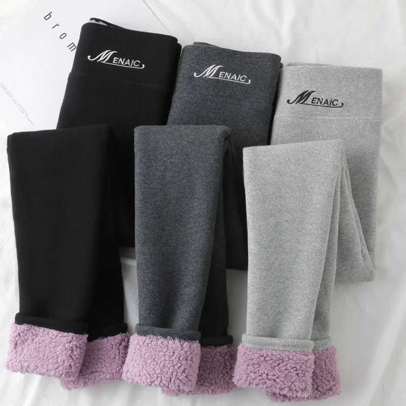 Women Winter Leggings Thicken Lambwool Leggings Woman Warm Fleece Lined Thermal AnkleLength Pants Hight Waist Elastic LeggingT251016