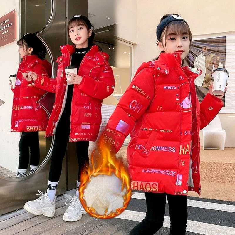 Girls Winter Down Cotton Jacket Childrens Fashion Cotton Outerwear Winter Clothes for Girls 7 9 10 Year Girl Down Parkas CoatsT251016