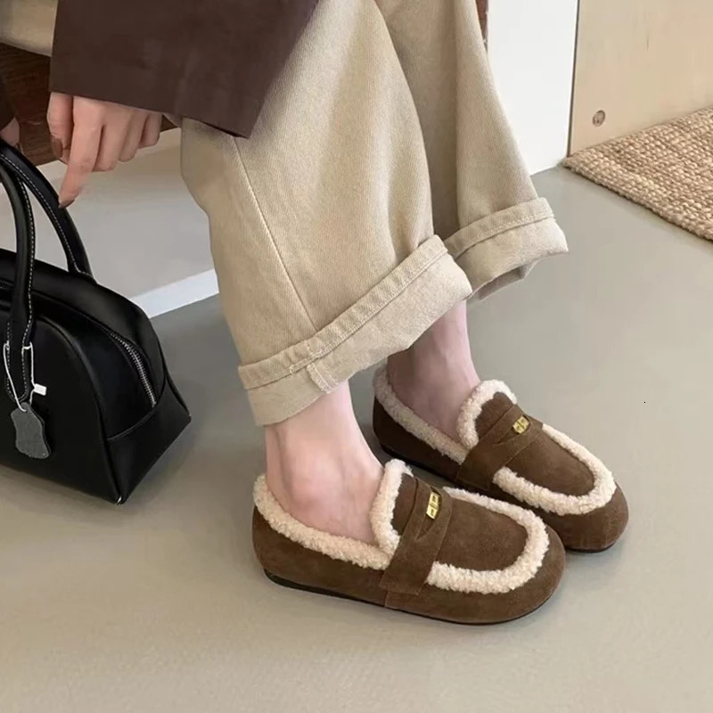 Slip On Shoes For Women Loafers Fur Autumn Female Footwear Slipon Moccasin Winter Retro Fall Dress Flat Moccasin Shoes Autu 251013