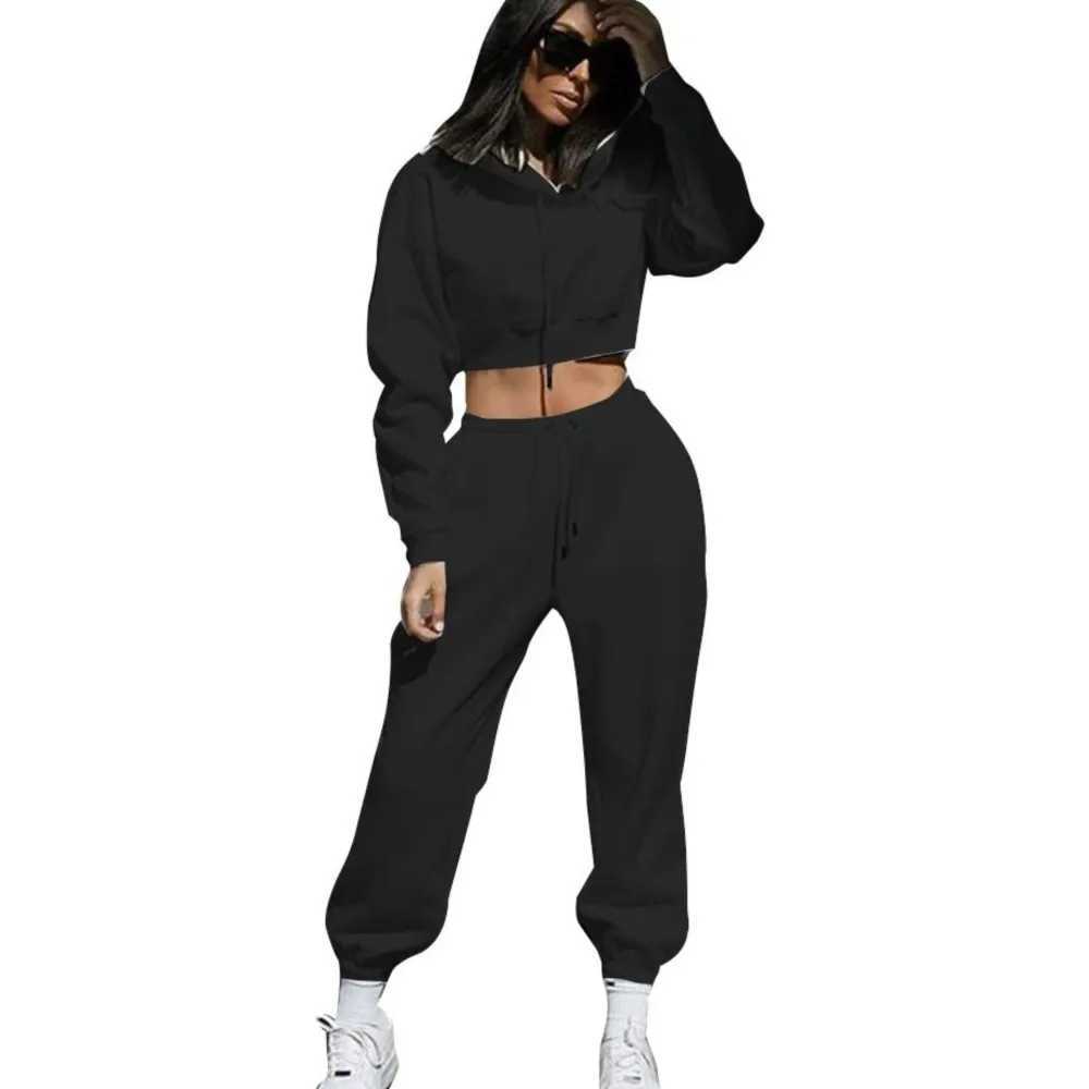New Fleece Hooded Sweatshirt Long Pants Women 2piece Set Thickened Casual Sporty Sweatshirt Long Pants Female Autumn Winter2025 W251015