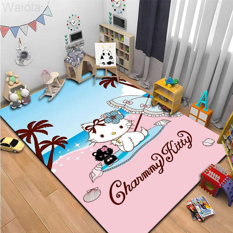 Sanrio Hello Kitty Anime 3D Large Area Rugs Carpets Home for Living Room Childrens Kids Nonslip Bedroom Sofa Doormat Floor Mat L251016