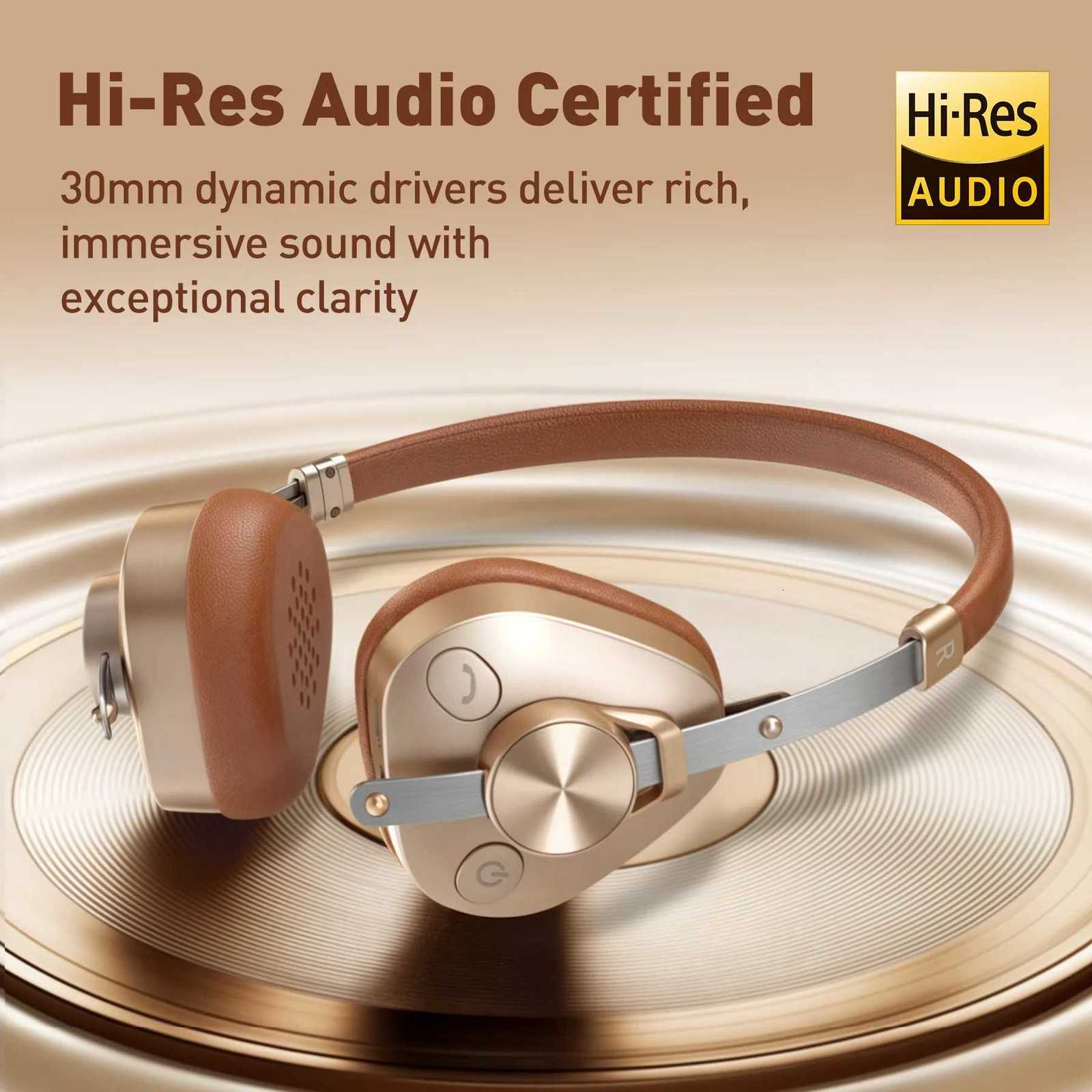 Retro Wireless Headphones HiRes Audio On Ear 54 Headset With Microphone Metal HiFi Headphones Z251015