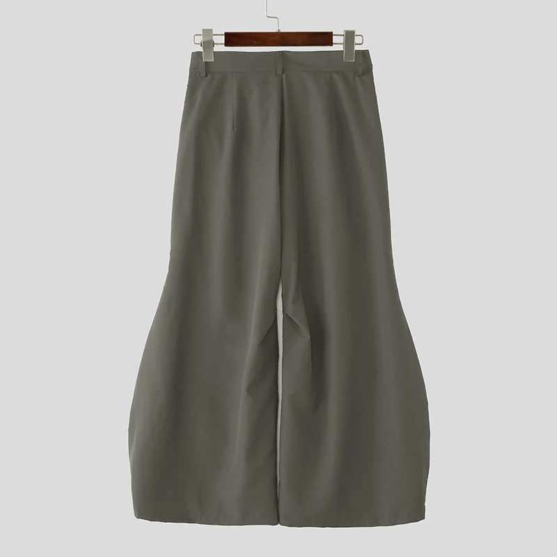 INCERUN Men Wide Leg Pants Button Joggers Solid Color Loose Casual Trousers Men Streetwear 2025 Fashion Leisure Male Long Pants J251203