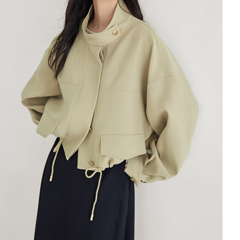 design 2025 autumn and winter new top favorite elegant stand collar luxury women's short windbreaker designer jacket drawstring high-end commutin