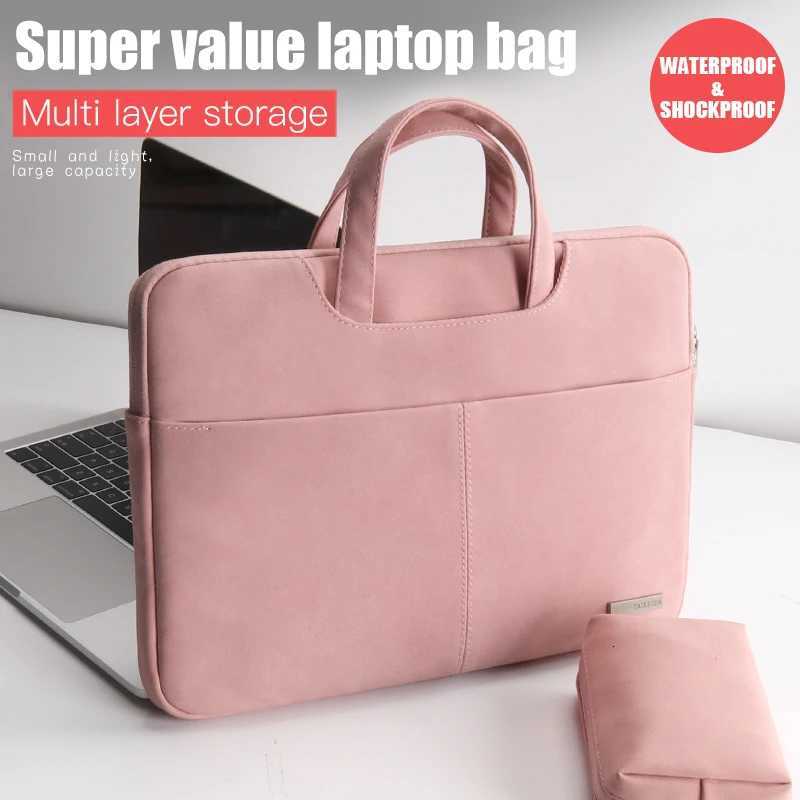 PU Leather women Laptop Bag Notebook Case Carrying Briefcase for Macbook Air 133 14 156 inch men Handbags shoulder sleeve BagW251015
