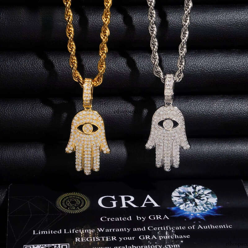 Wholesale Hip Hop Jewelry for Gift Hamsa Hand Custom Iced Out Fashion Sier VVS Moissanite Dia Lucky Pendant