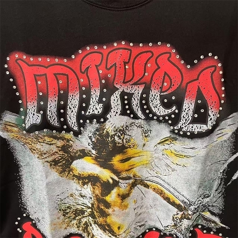 High Street Oversized Angel Tank Top Men Women Summer Classic Rhinestone MIXED EMOTION Vest Sleeveless TShirt 251015