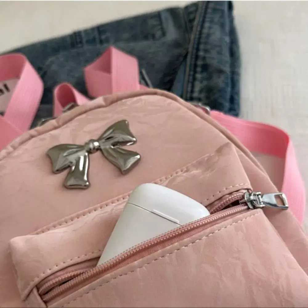 Fashion Cute Bow Womens Backpacks PU Leather Polyester Leather Bookbag Large Capacity Satchel BagsT251016