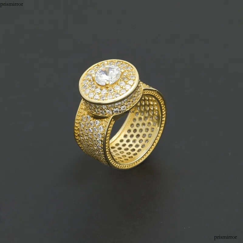 Mens Hip Hop Ring Jewelry Gold Sier Iced Out Crystal Gemstone Dia Rings For Men
