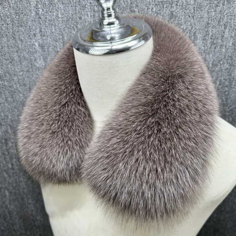 Genuine Fox Fur Collar Oversized Square Collar Scarf Hat Strip Fur Colla Natural Fur Shawls Furry Fur Scarf Jket Coat Decor S251015