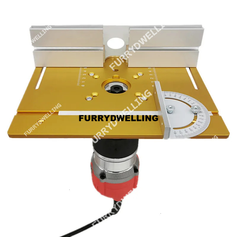 Aluminium Insert Woodworking Benches Router Flip Plate With Miter Gauge Guide Dwe74 Trimming Engraving Table