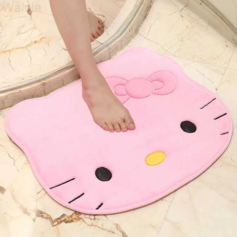 Sanrio 50x60cm Kawaii Hello Kitty Cartoon Rug Anime Kt Cat Plush Floor Mat Bathroom NonSlip Carpet Car Cushion Soft Living Room Decor L251016