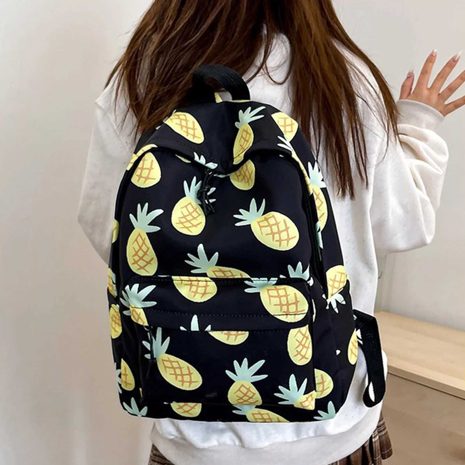 Women Fashion Backpack Lightweight Cute Pineapple Print Daypack Bookbag for Girls School Travel OutdoorT251016