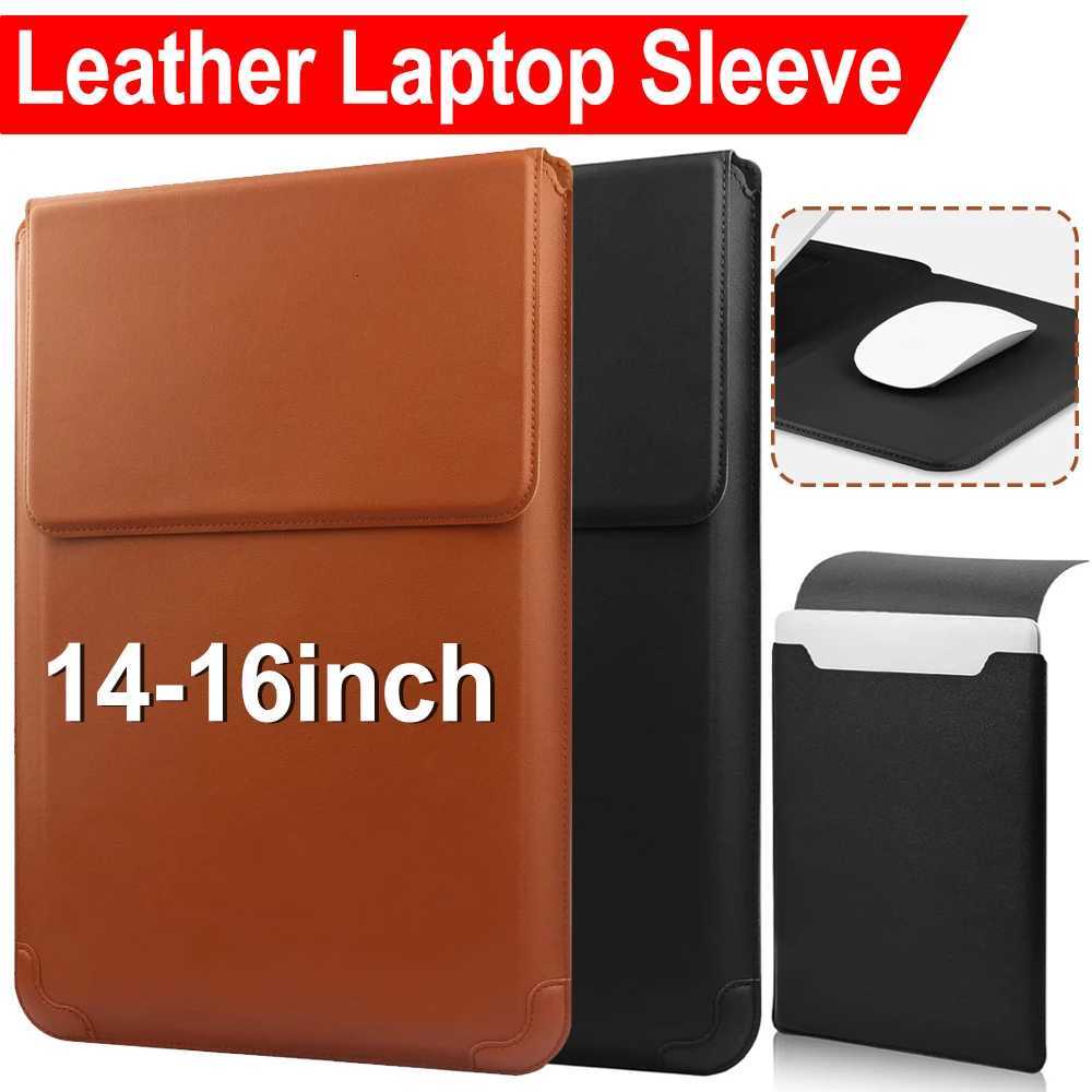 1416 Inch Laptop Sleeve Case PU Leather Bag for MacBook Air 15 20232025MacBook Pro 16 Waterproof Antiscratch Portable CasesW251015