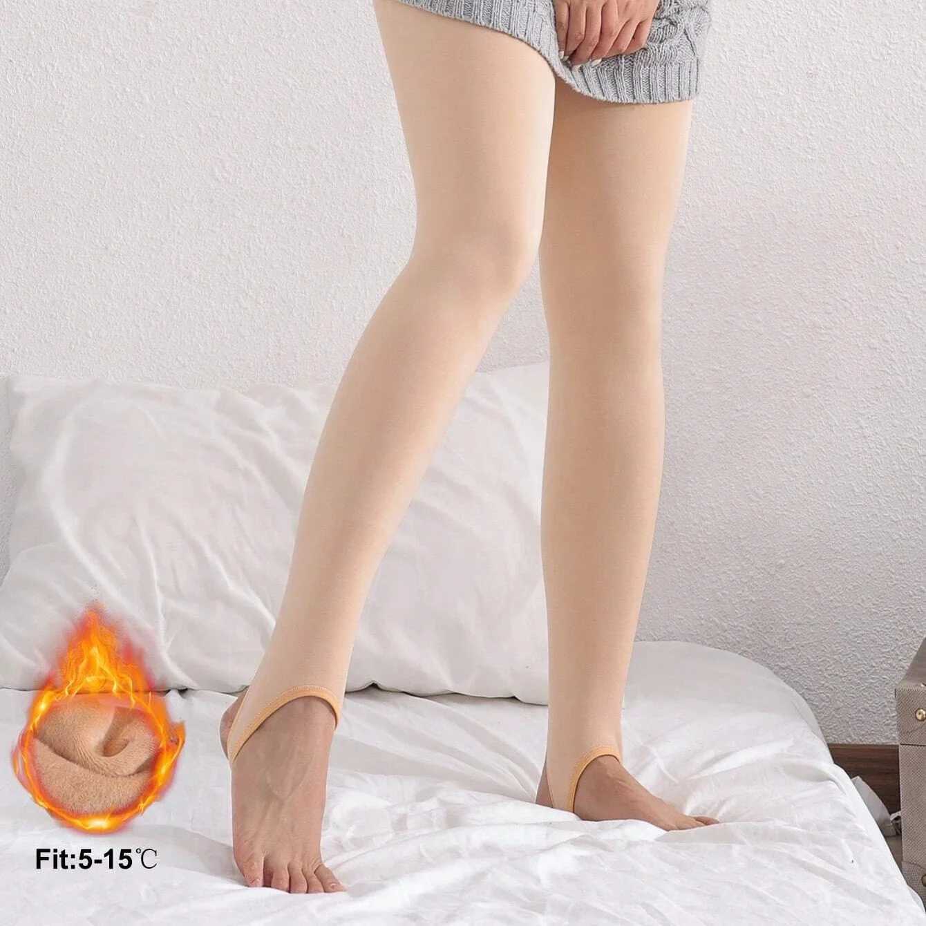 2 Piece WomenS Thick Pantyhose Plus Fleece Bare Leg FleshColored Leggings FallWinterT251016
