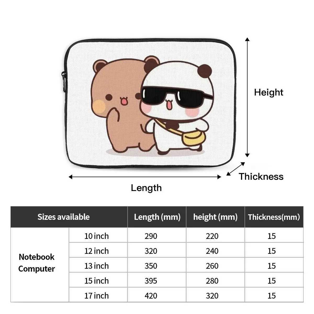 Bear And Panda Bubu Dudu Balloon Notebook Laptop Bag Case Pouch 10 12 13 15 17 Inch Notebook Sleeve Cover Bag Tablet Case BagW251015