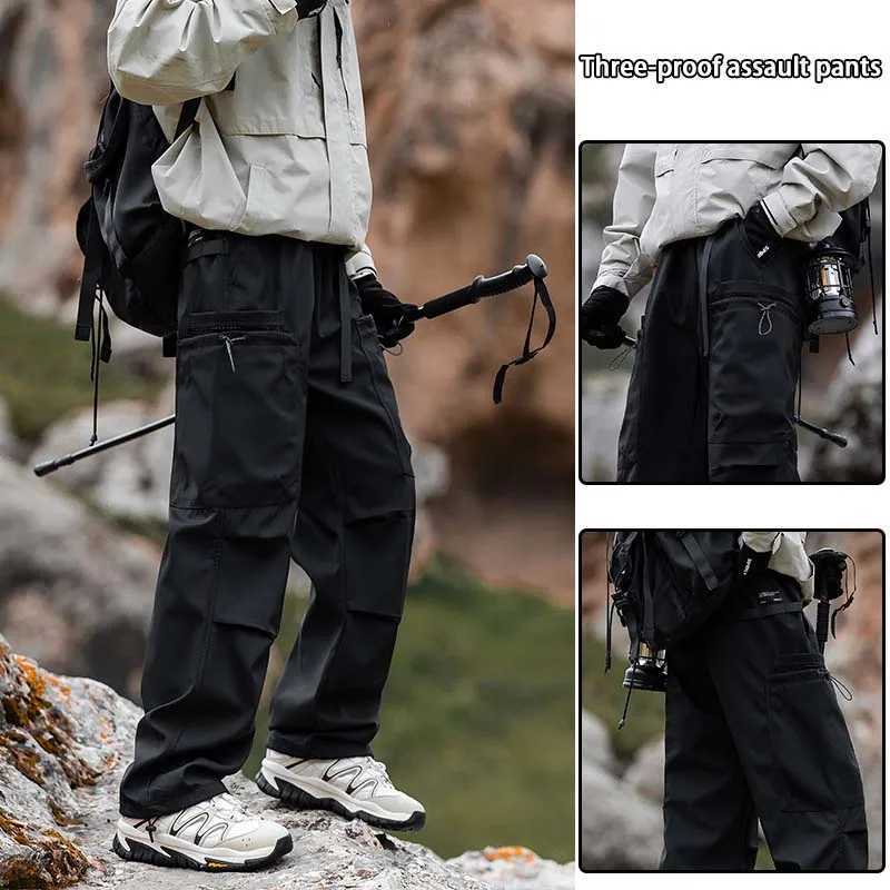 Hiking Pants Men Waterproof Windproof Breathable Elastic Waist Climbing Trekking Fishing Pants Camping Casual Overalls Trousers J251203