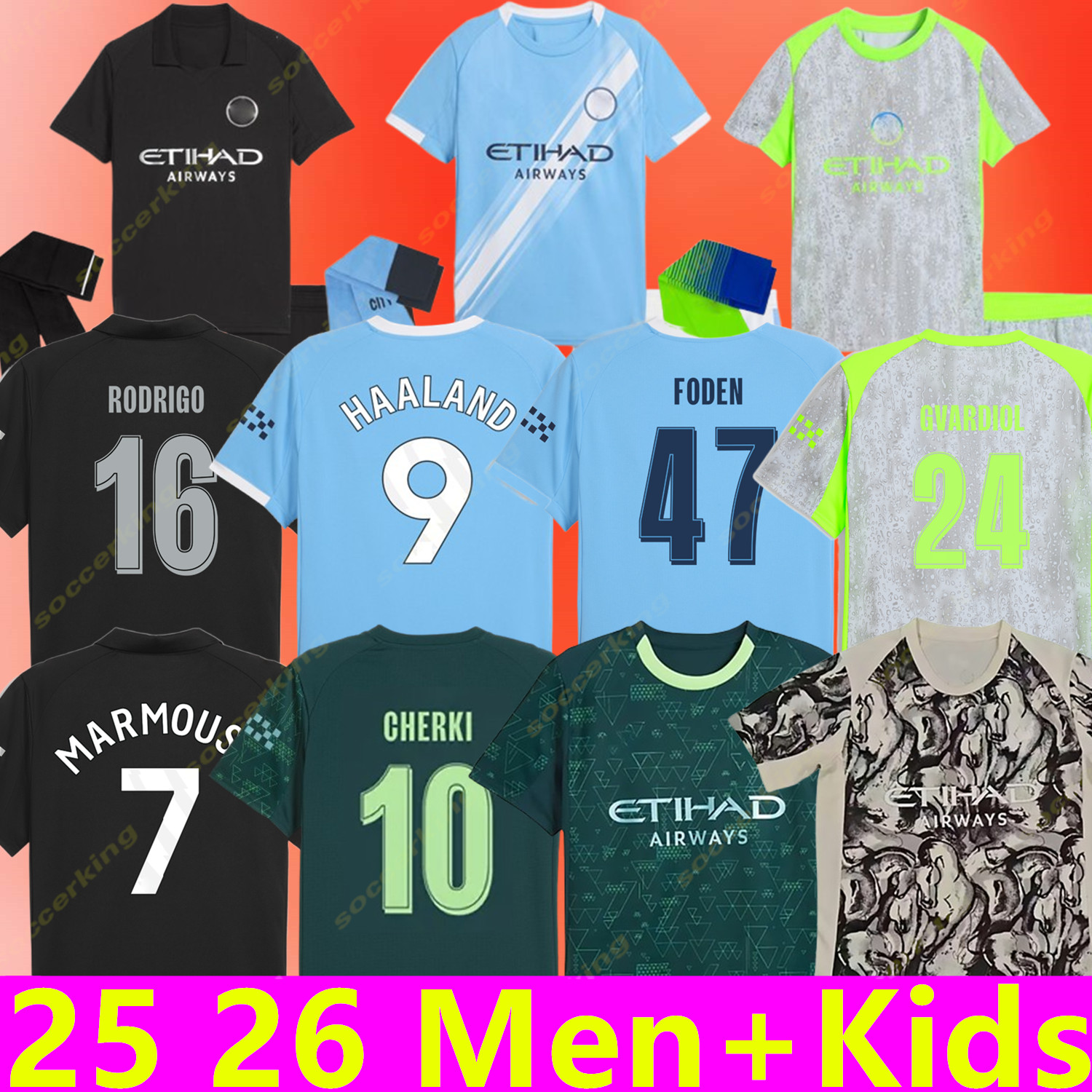 25 26 Soccer Jerseys HAALAND DE BRUYNE PHILLIPS GREALISH FERRAN MAHREZ FODEN BERNARDO JOAO CANCELO Z RODRIGO 2025 2026 Football Shirt Men Kids Kit Sets Uniforms