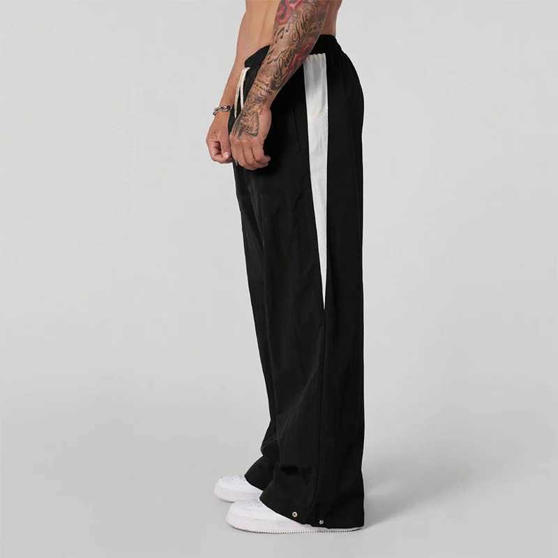 2025 Autumn New Track Pants Mens Loose Casual Pants Wide Leg Trendy Sports Splicing Breathable Pants American Sports Pants J251203