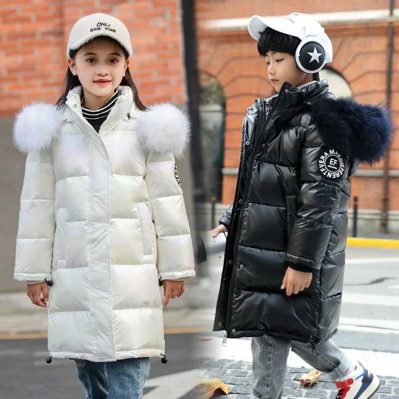 Winter Girls Boys Down Coats Fashion Children Jackets MediumLong Outerwear 85 Duck Down Parkas Size 110170cmT251016