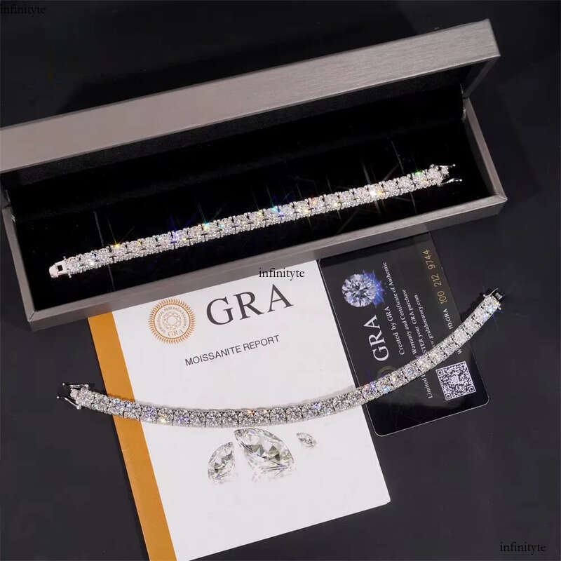Custom GRA Certificate 5mm 6.5mm VVS Moissanite Dia-Studded Side Tennis Sier Hip Hop Jewelry Iced Out Link Chain
