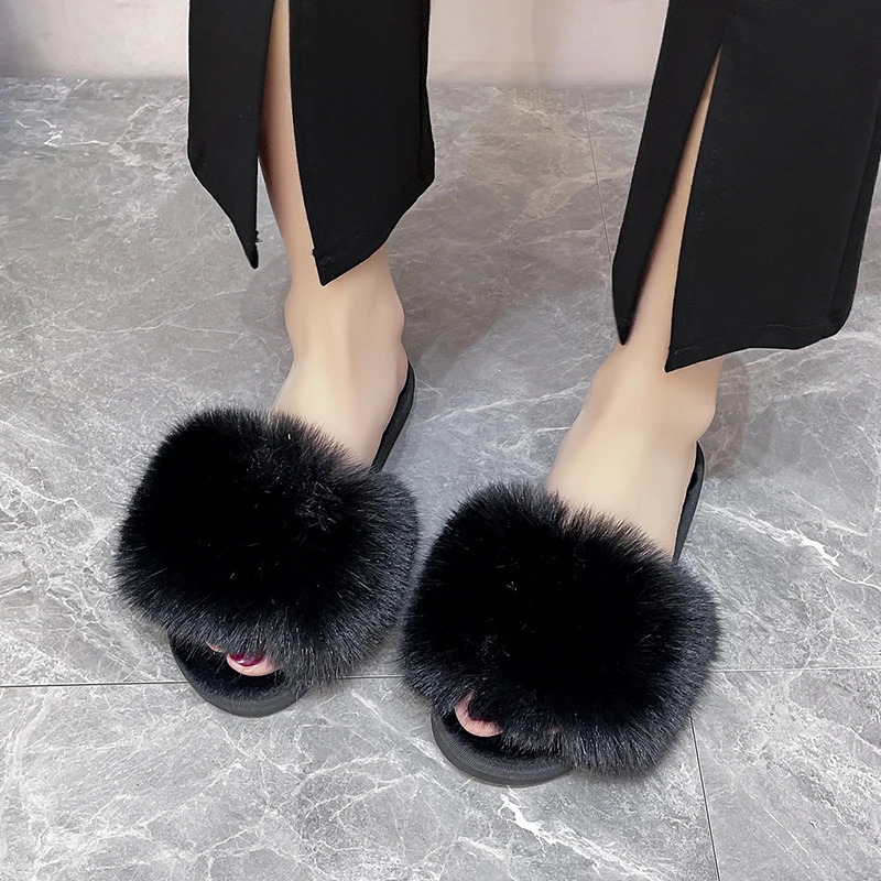 Womens Home Slippers Winter Pink Fur Kawaii Flats Furry Elegant Comfortable Soft Shoes for Woman and Low Price 251013