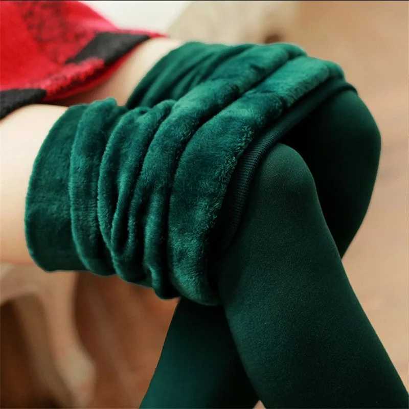 Women Leggings Winter Warm Thicken Velvet Elastic High Waist Leggings Fleece Casual Solid Tights Skinny Sexy Body Socks LegginsT251016