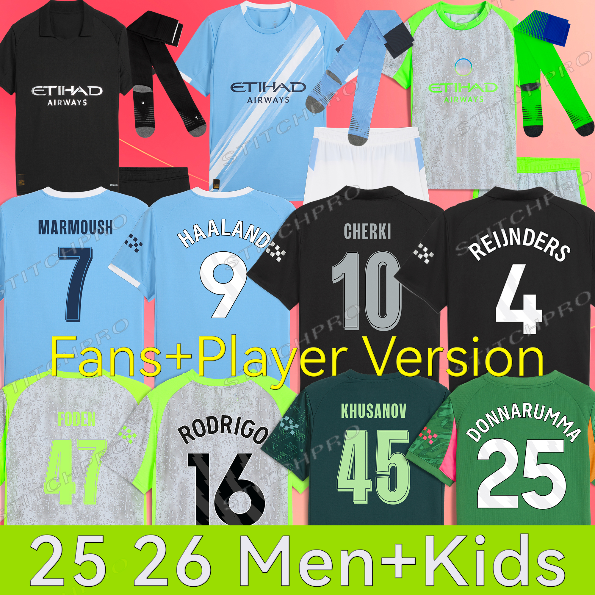 3XL 4XL 2025 Collection Kits 2026 Fourth Soccer Jerseys FODEN DE BRUYNE HAALAND Blue Moon GREALISH MAN cities 4th football shirt 24 25 26 MARMOUSH kit Kids CITY shirt