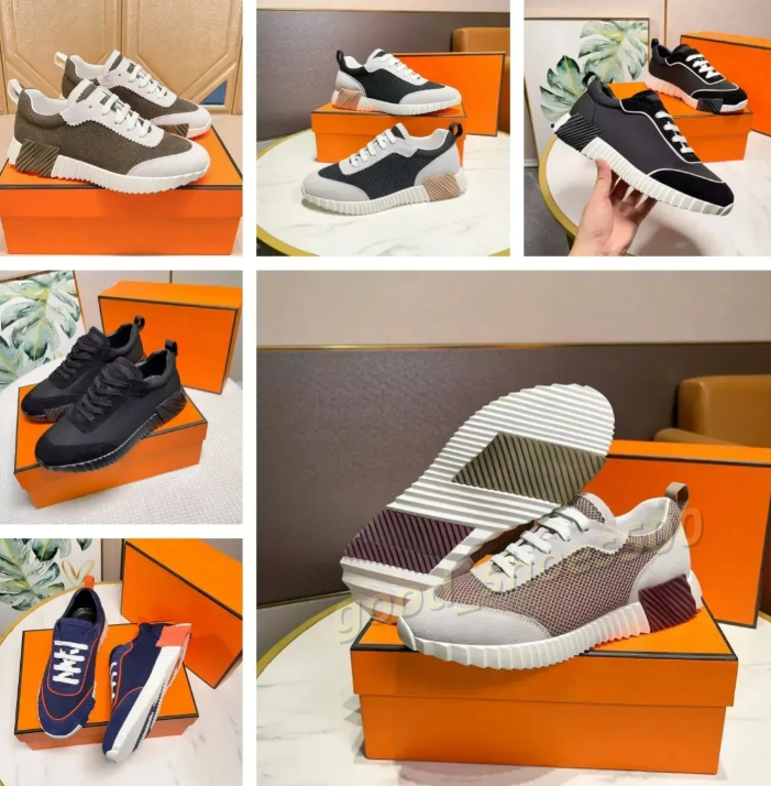 Sneakers Designer Suede Casual Shoes Trainers Breathable Mesh Running Men Bounce Women Sneaker Non-Slip Rubber Sole Flat Trainer Word H Shoe