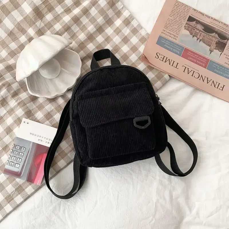 New Corduroy Shoulder Ins Mini Backpack for Womens Korean Version High School Student Forest Style Minimalist Retro BackpackT251016