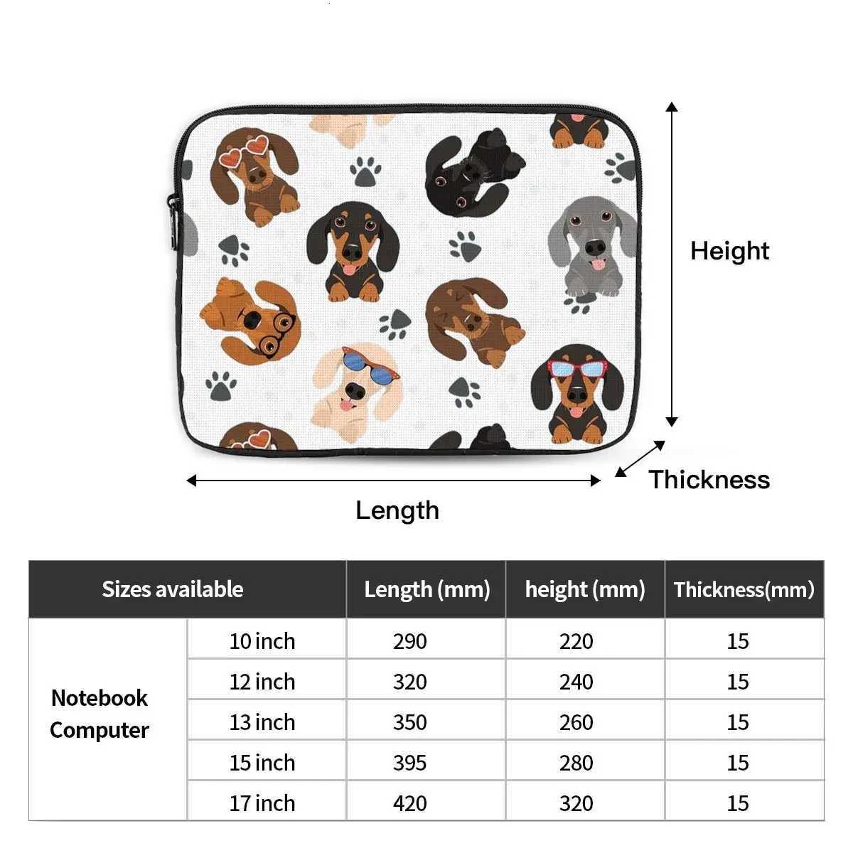 Happy Dachshund Sausage Dogs Notebook Laptop Bag Case Pouch 10 12 13 15 17 Inch For Macbook Air Pro Tablet Shockproof Case BagW251015