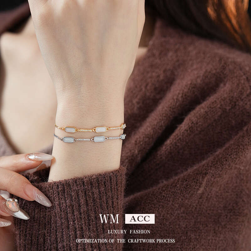 Oil Drop Rectangular One-word Simple Fashion Light Adjustable Bracelet Elegant High-end Commuting Jewelry for Women ddmypluto