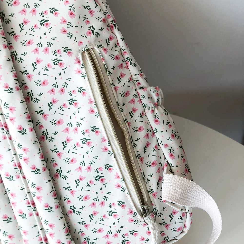 Women Travel Laptop Rucksack Large Capacity Flower Book Schoolbag Adjustable Strap Casual Floral Backpack Students Daily BagT251016