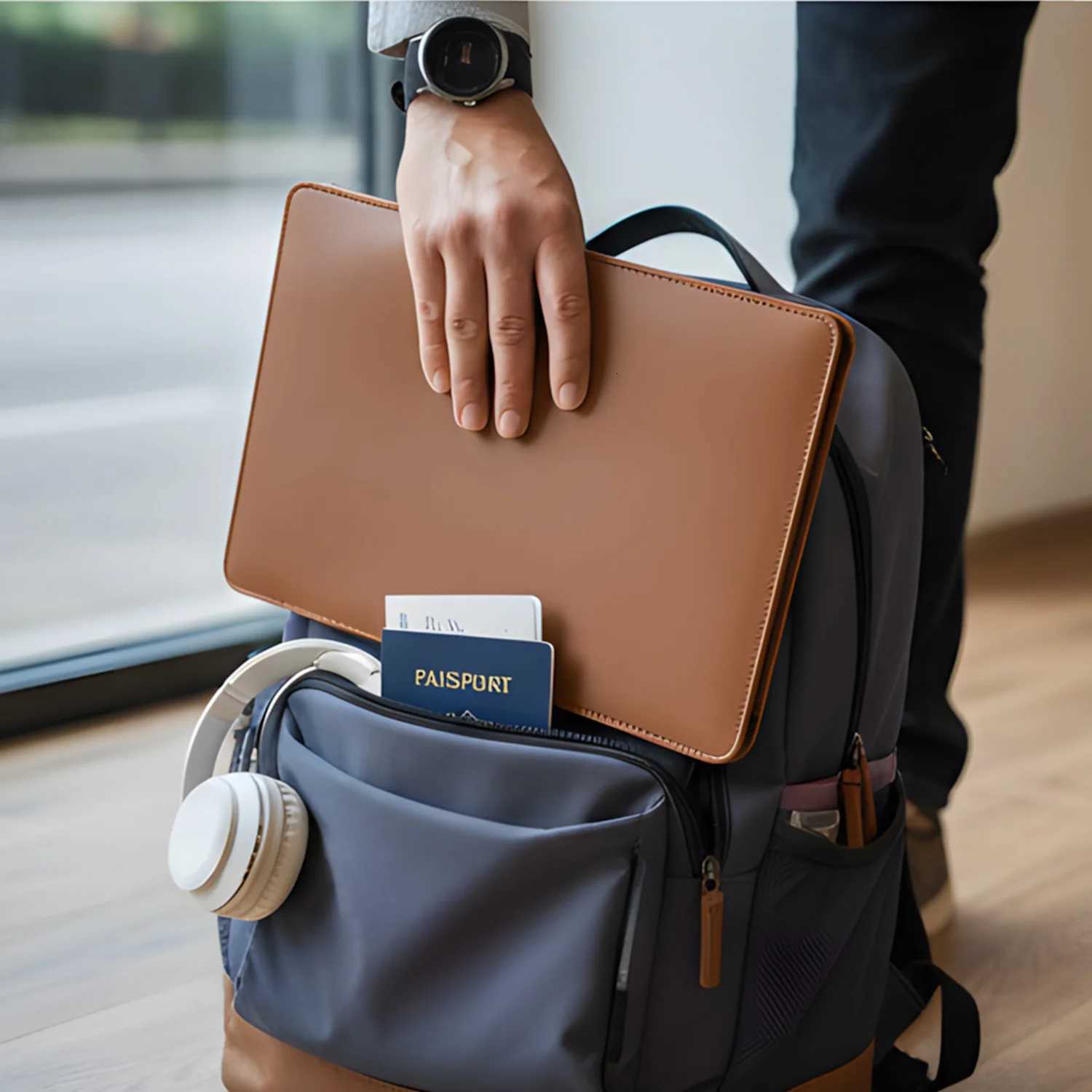 1416 Inch Laptop Sleeve Case PU Leather Bag for MacBook Air 15 20232025MacBook Pro 16 Waterproof Antiscratch Portable CasesW251015