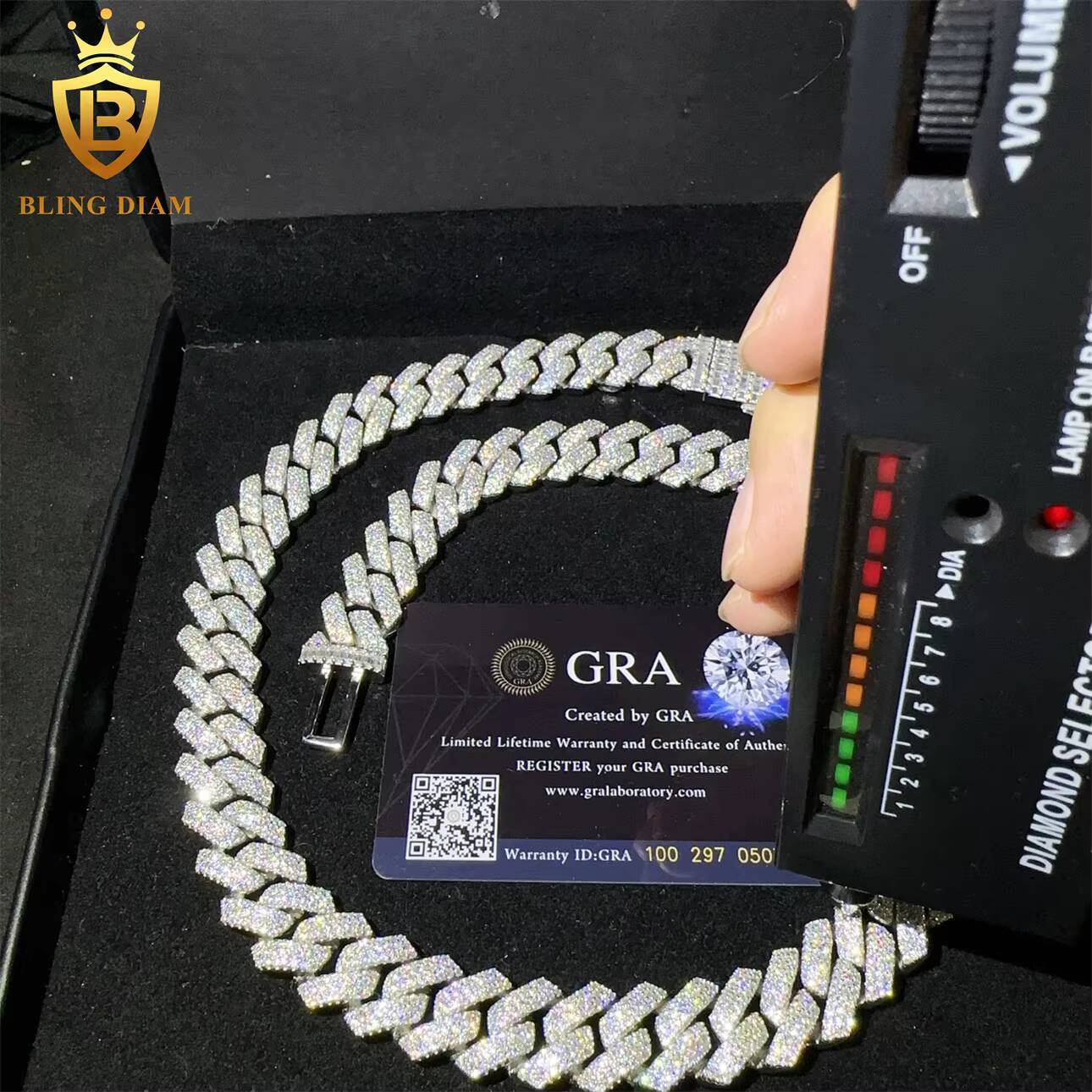 Pass Diamond Tester Iced Out VVS Moissanite Diamond Sterling Silver 925 Hip Hop Fine Jewelry Miami Cuban Link Chain Necklace