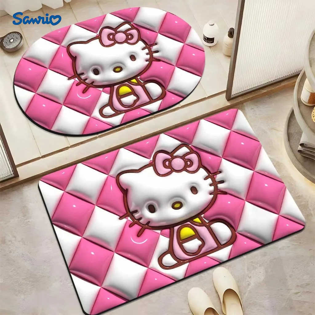 Sanrio Hello Kitty Rug Diatom Mud Absorbent Floor Mat Bathroom Antiskid Quick Drying Carpet Memory Foam Kitchen Bedroom Doormat L251016