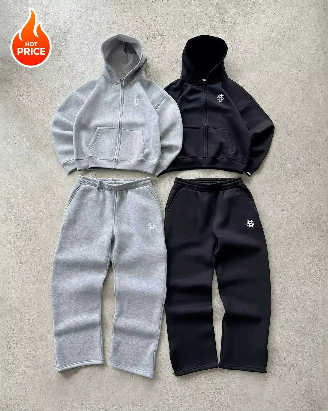 Y2K Fashion Jogger Sweatpants Loose Embroidery Labeled Open Leg Wide Leg Pants Trendy Pocket Couple Straight Pants Mens Hoodie J251103