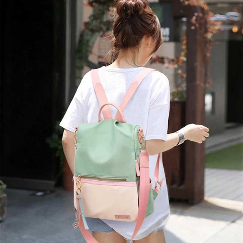 Fashion Backpack Women Candy Color Shoulder Bag Oxford Cloth School Bag For Children Travel Knapsack BagT251016