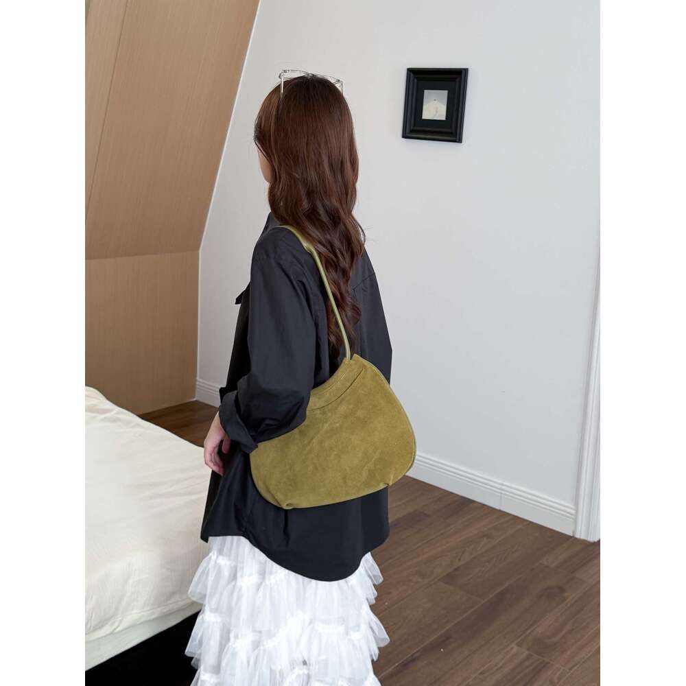 Luxury bag Genuine Leather for Women Autumn Winter New Matte Cowhide Persimmon Fashion Versatile High end Suede Shoulder Bag
