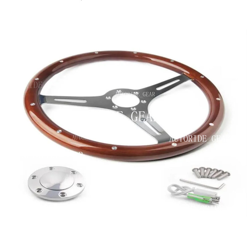 Racing Car 380Mm 15 Wooden Chrome Sier Spoke Vintage Classic Utor28 Wood Grain Steering Wheel Car263p3401653