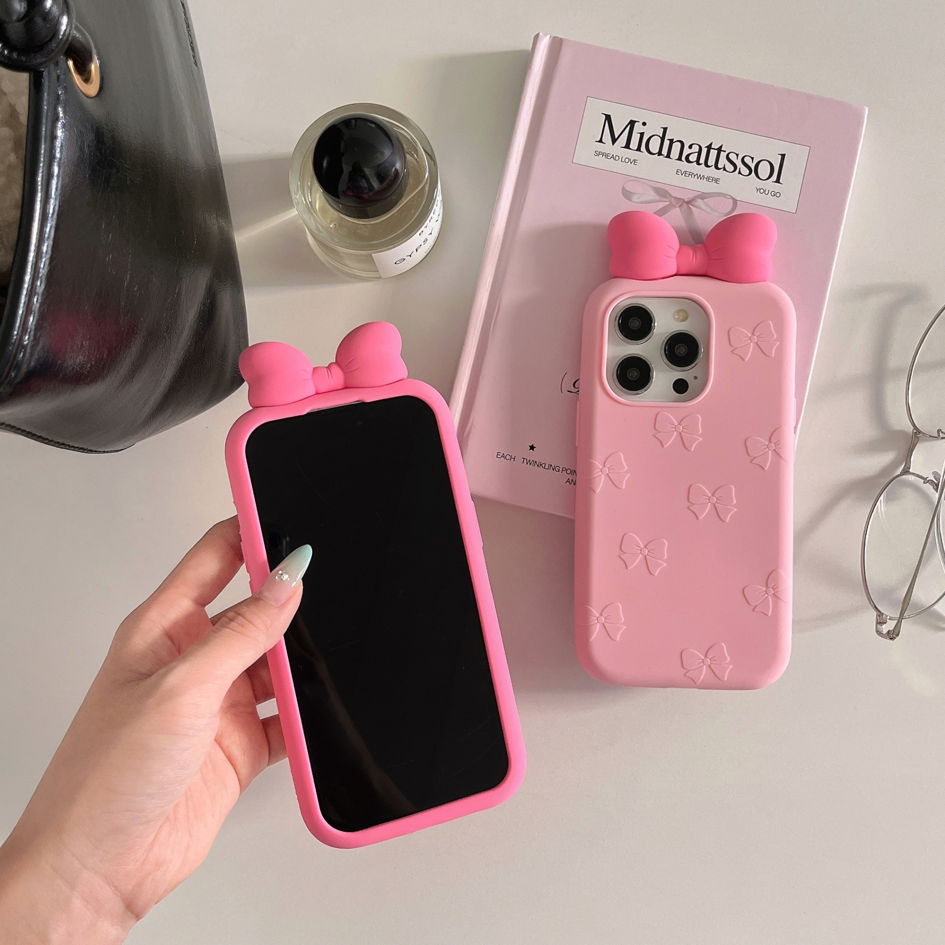 3D Cute Bowknot Case iPhone 17 Pro Max , Apple 16 Pro Protective Cover for Women