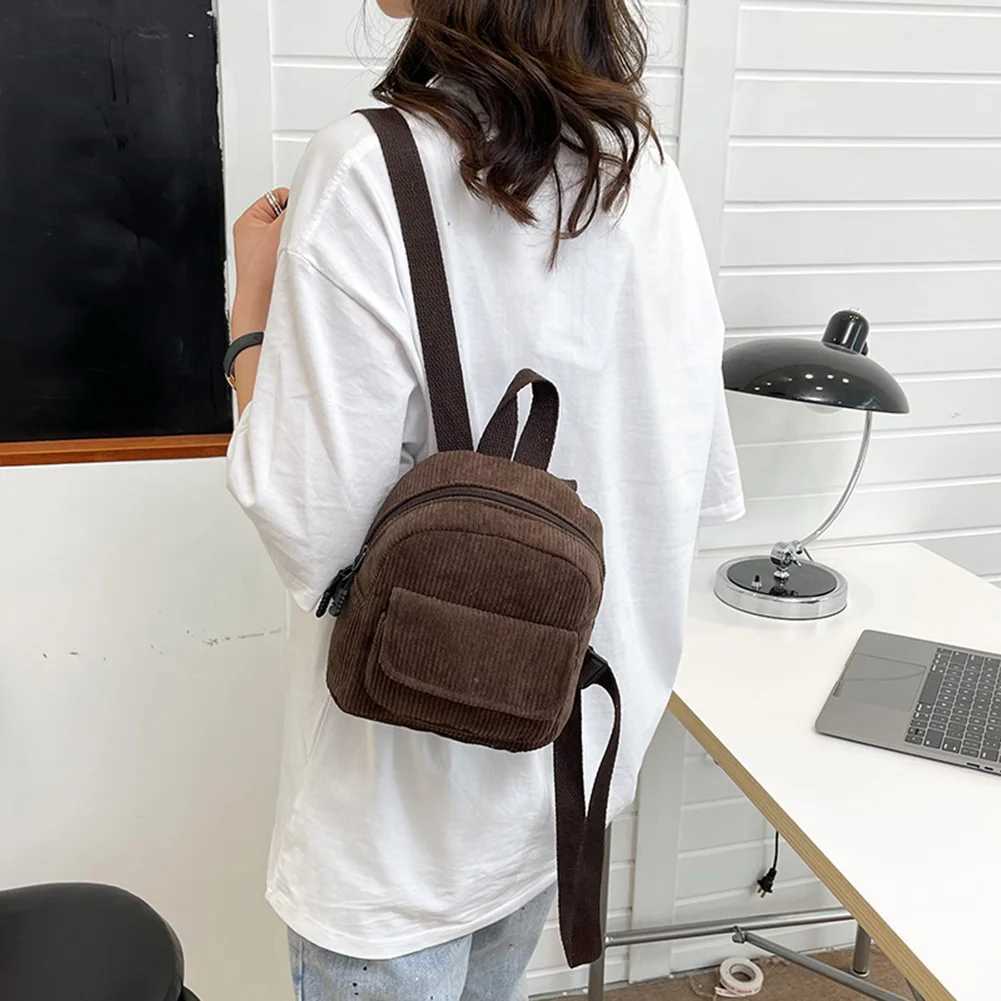 Women Fashion Mini Backpack Versatile Student Girls Bookbag Solid Color Retro Travel Backpack Student Book Bag Aesthetic PurseT251016