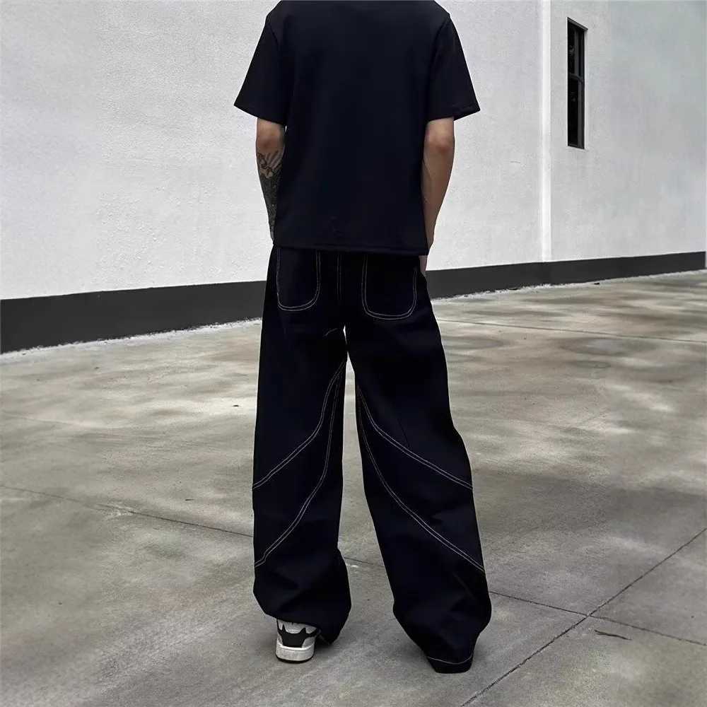 Y2K Vintage Patchwork Baggy Wide Leg Jeans Washed Loose Fit Denim Streetwear Pants for Men Women Retro Casual Style Baggy Jeans J251016