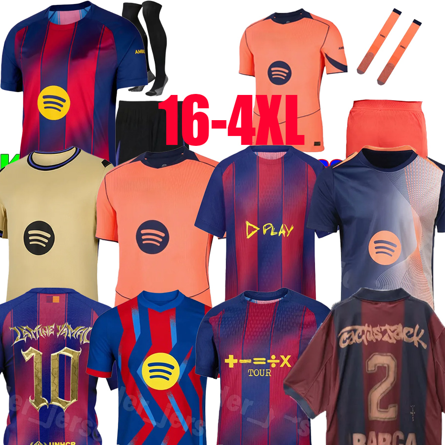 25 26 LAMINE YAMAL RAPHINHA Brace Soccer Jerseys 2025 2026 LEWANDOWSKI PEDRI FERRAN GAVI Player Version barcalonas football shirt Uniforms Kits sets
