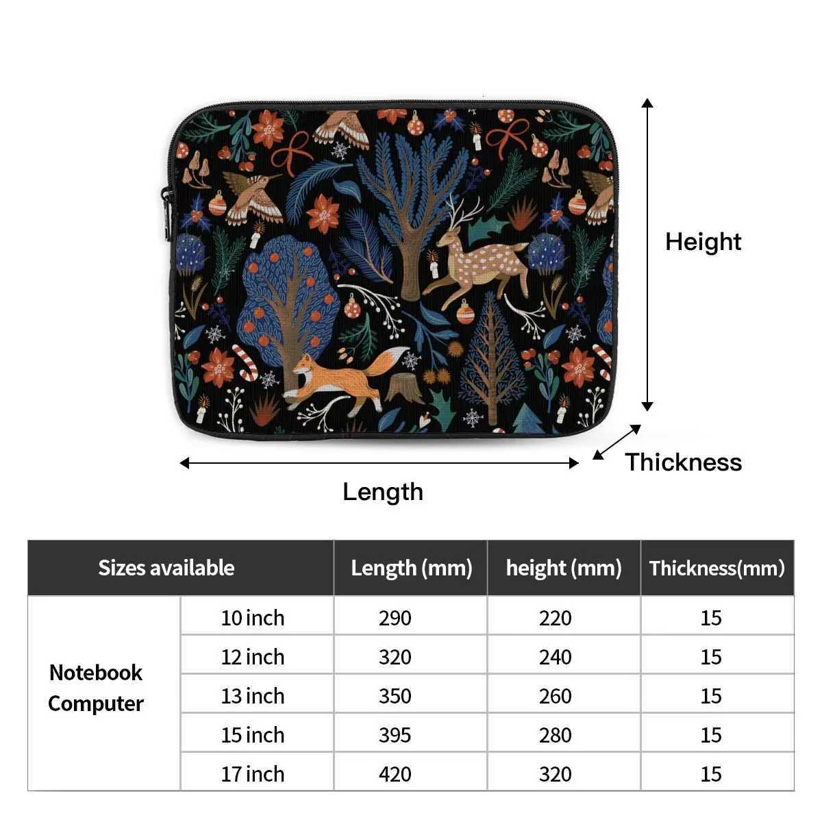 Shockproof Case 10 12 13 15 17 Inch Trees Deer Foxes Christmas Laptop Bag Sleeve Notebook Bag CaseW251015