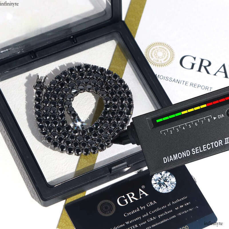 Hot Selling Black Cuban Link Bracelet Necklace 2mm to 6.5mm GRA Certificate Moissanite Tennis Chain S Solid Sier