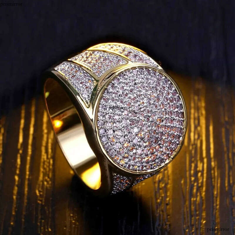 Mens Hip Hop Gold Jewelry Fashion Iced Out Ring Simulation Dia Rings For Men