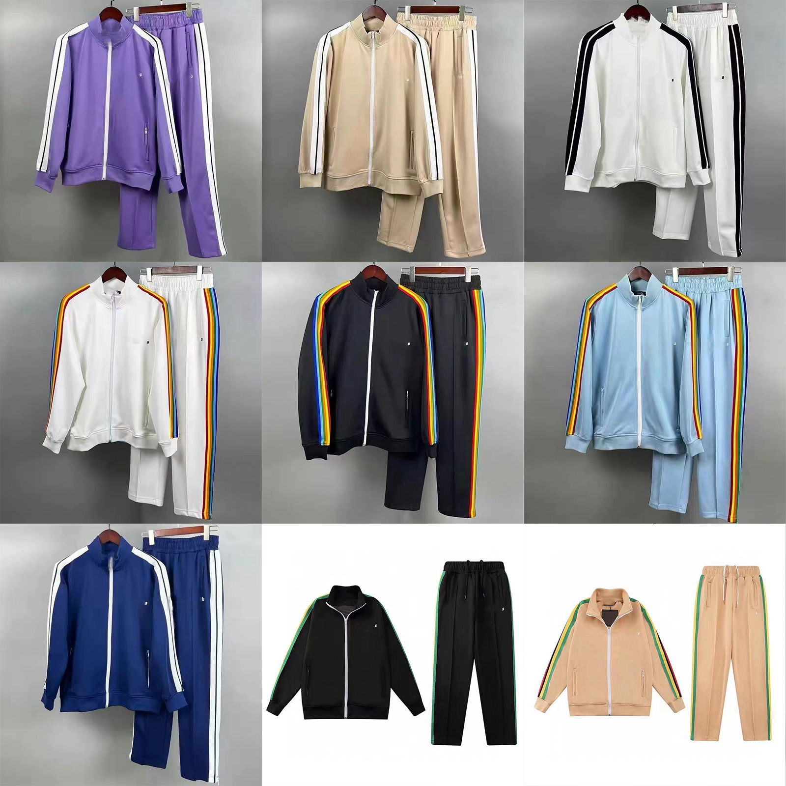 Designer Men's Tracksuit Letter Print Colorful Striped Zip Cardigan Jacket Pants Two Pieces Sports Set Men Luxury Women's Tracksuit