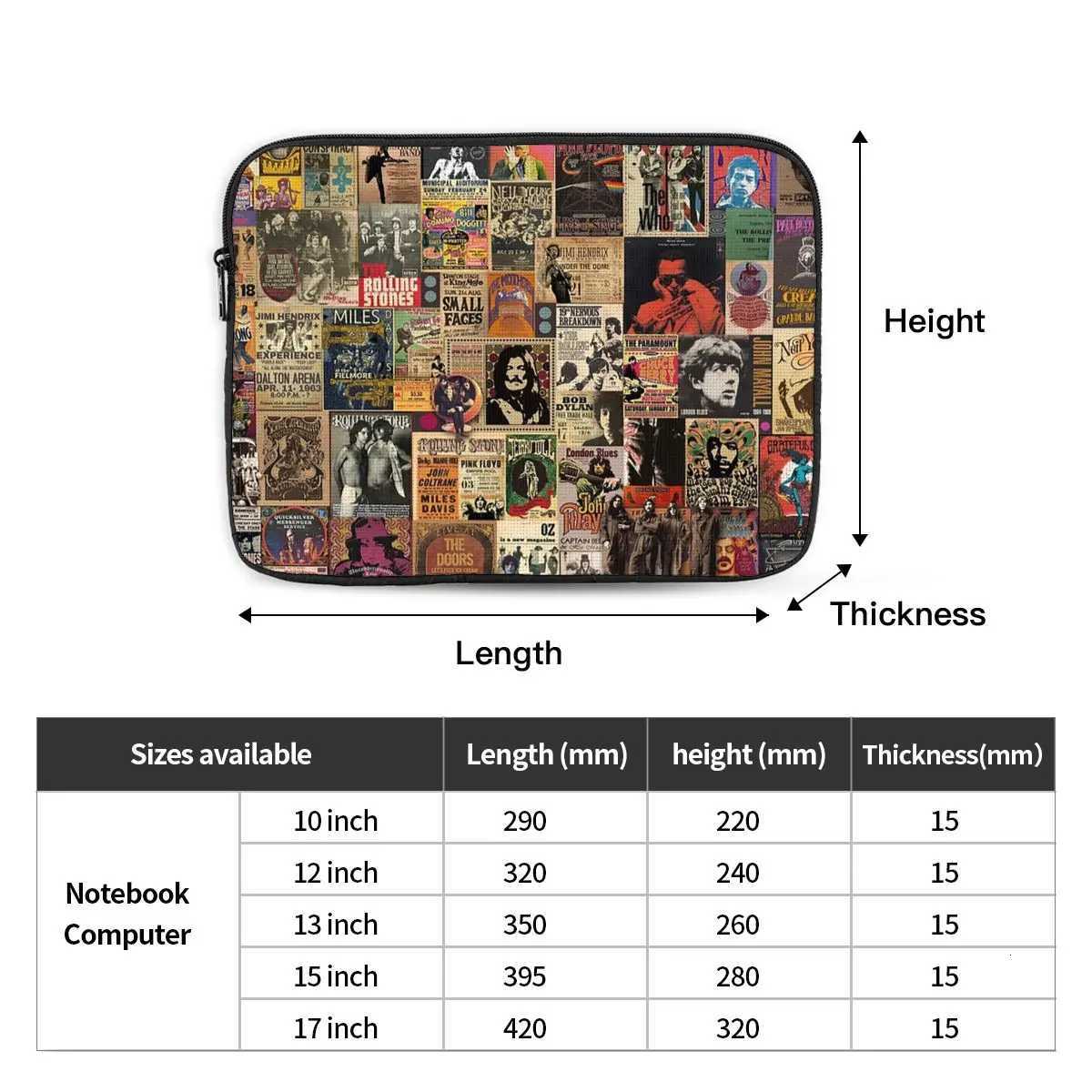 Rock N Roll Stories Notebook Laptop Bag Case Pouch 10 12 13 15 17 Inch Notebook Sleeve Cover Bag Tablet Shockproof Case BagW251015